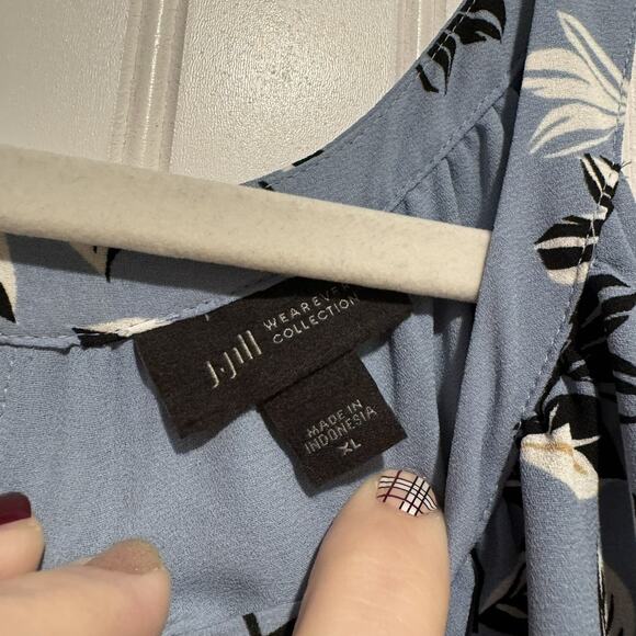 J Jill Wearever Blue Floral Dress Halter Neck Midi Length Size XL - Picture 4 of 6